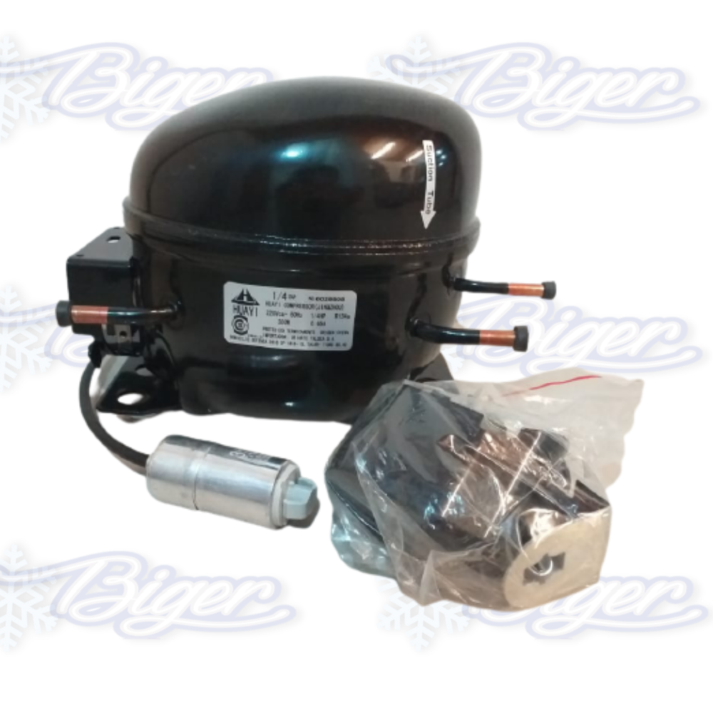 Motocompresor Huayi 1/10 HP R134/R12 c/capacitor dual familiar