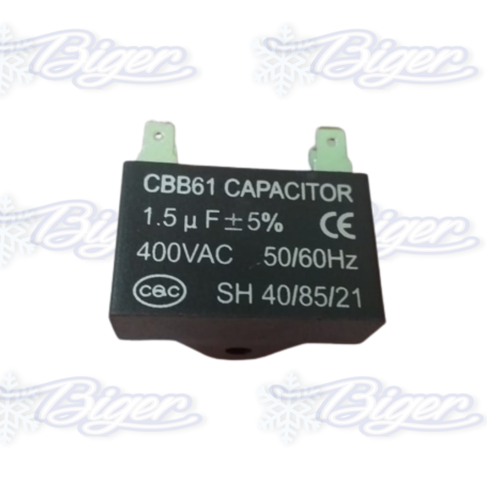 Capacitor de marcha permanente 1,5 MF cuadrado