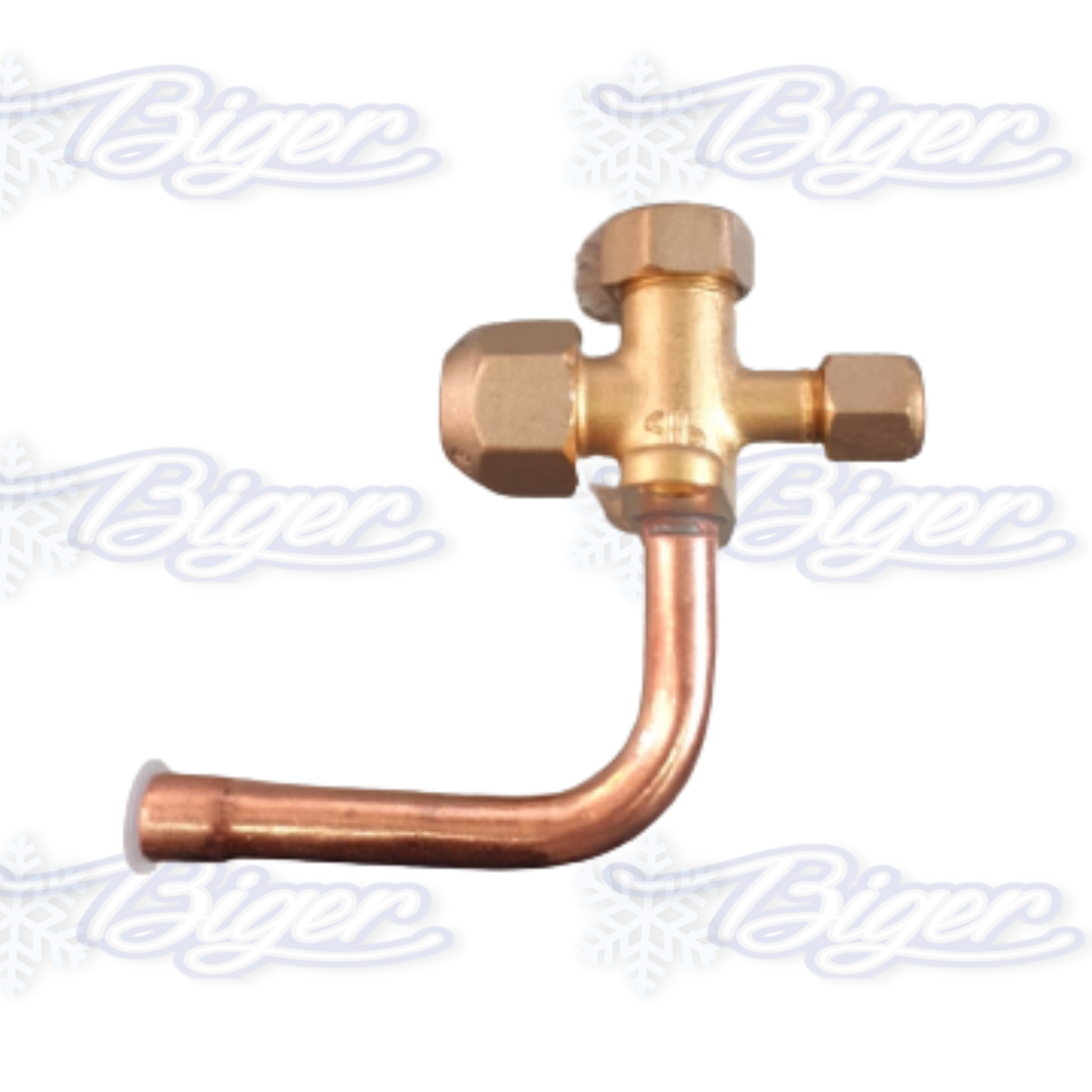 Válvula split curva 1/4 para todo tipo de gases con robinete
